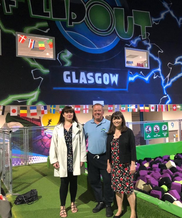 Clare Haughey MSP, Cllr Janine Calikes at Flip Out