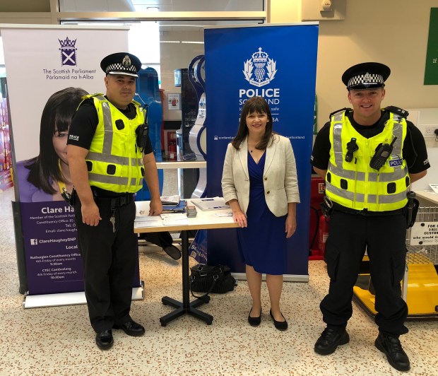 PI Bob Bryce, Clare Haughey MSP, PC Tosh McEwan.jpeg