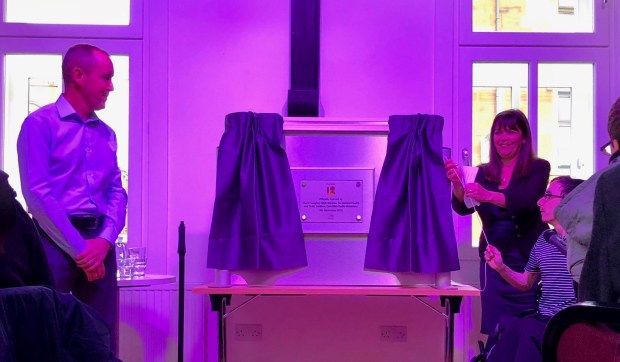 Brendan Rooney, Clare Haughey MSP and Scott Laidlaw