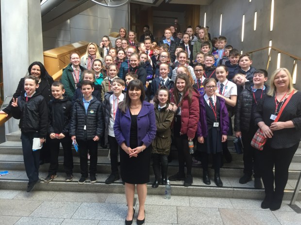 Clare Haughey MSP with Calderwood Primary at Parliament